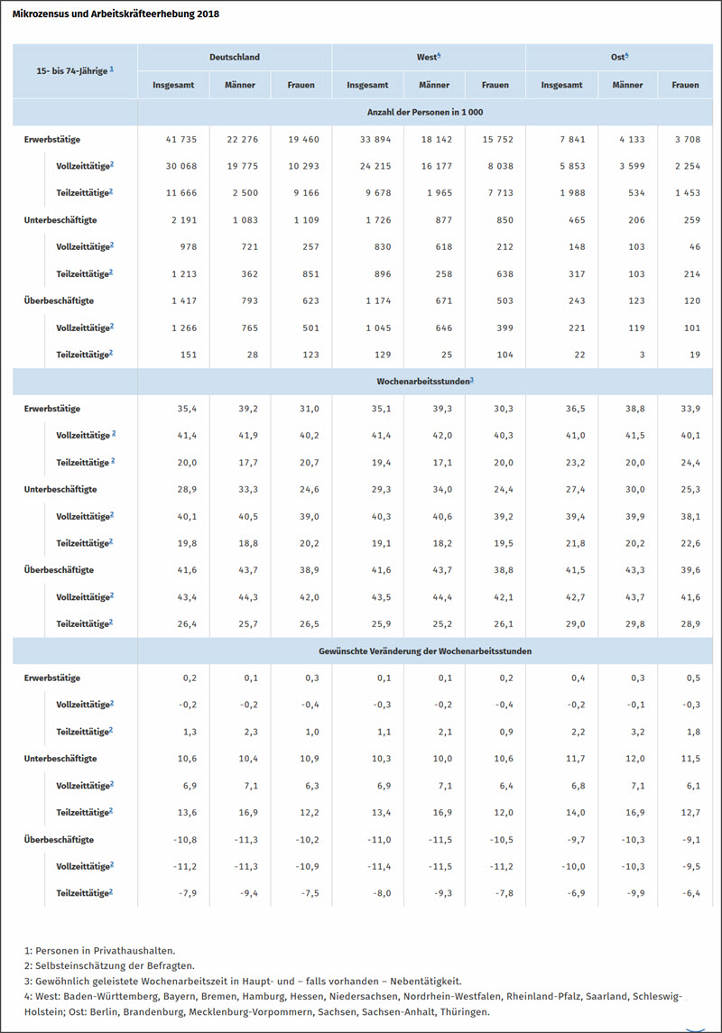 Mikrozensus und Arbeitskräfteerhebung 2018
