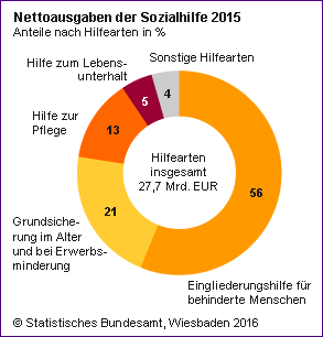 Nettoausgaben der Sozialhilfe 2015
