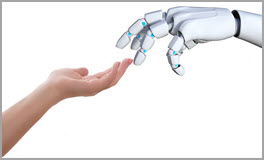 Roboter  und Menschenhand